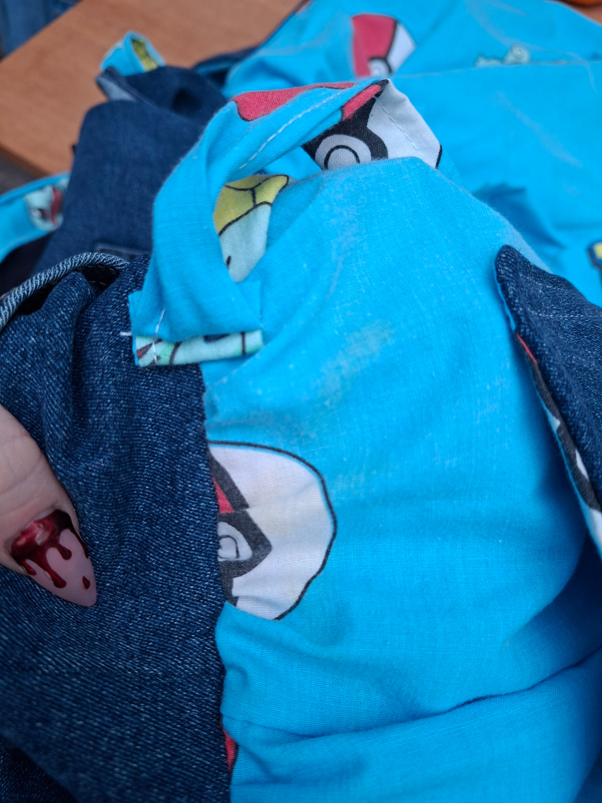 Pocket Monsters Upcycled Pinafore Dress - Size 22/24