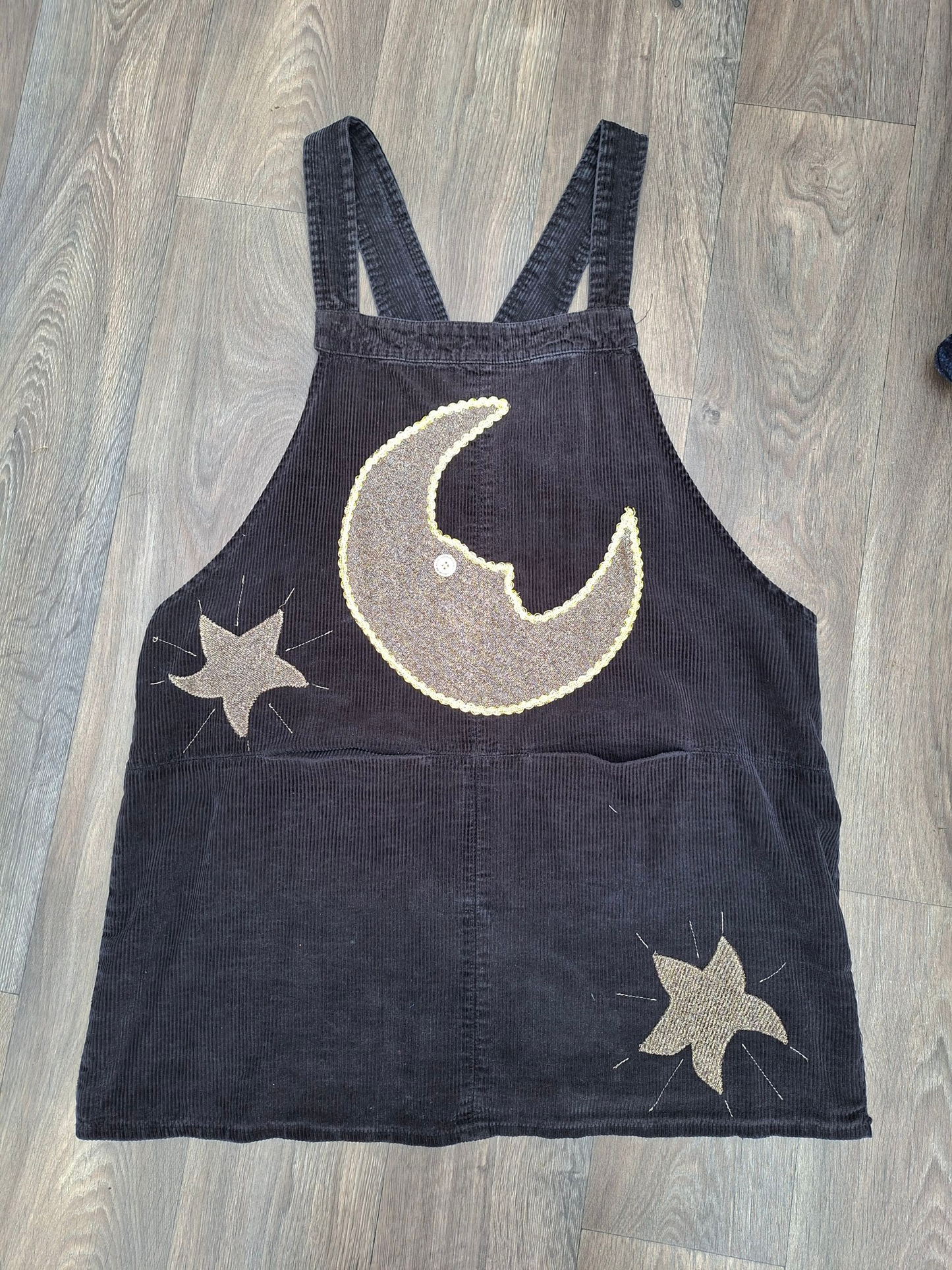 Reworked Black Pinafore Dress - Size 18
