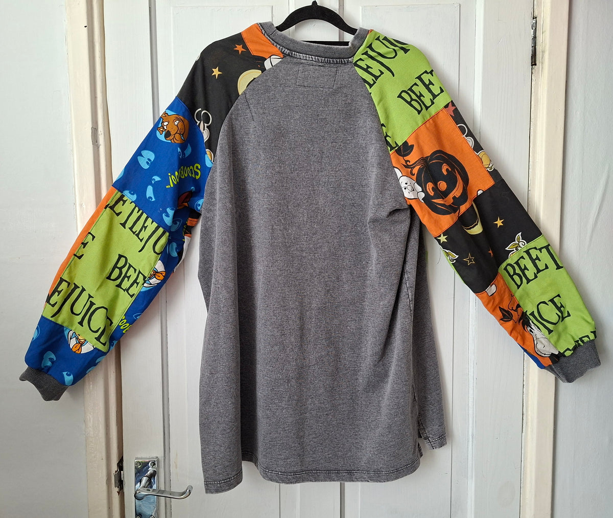 (SAMPLE) Upcycled Patchwork Sleeve Sweatshirt- Size 16-18