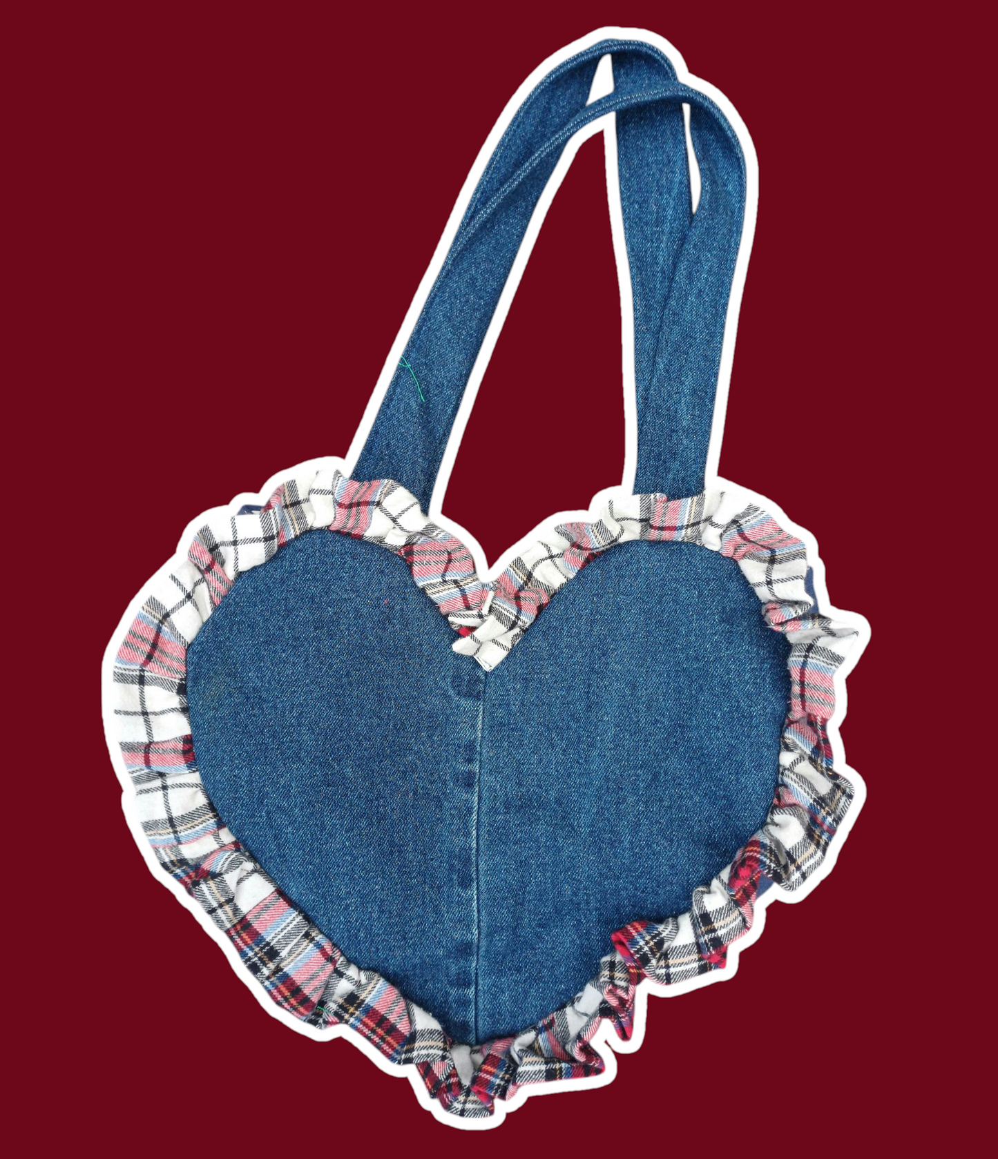 Denim + Flannel Mini Heart Bag