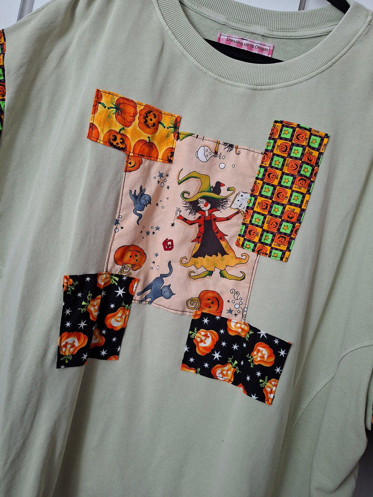 Upcycled Patchwork Sleeve Sweatshirt- Size 28/30