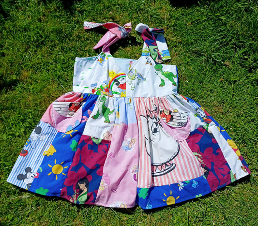 Patchwork Characters Sweetheart Dress- Size 18