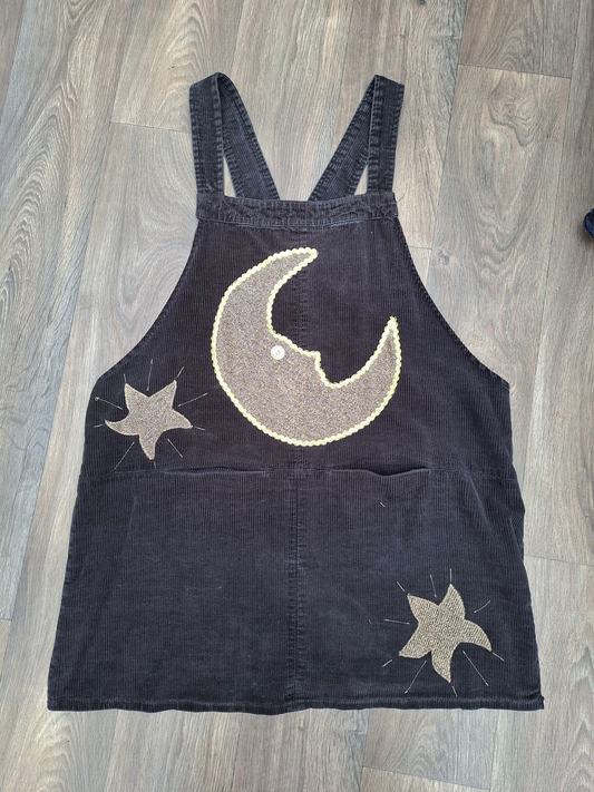 Reworked Black Pinafore Dress - Size 18