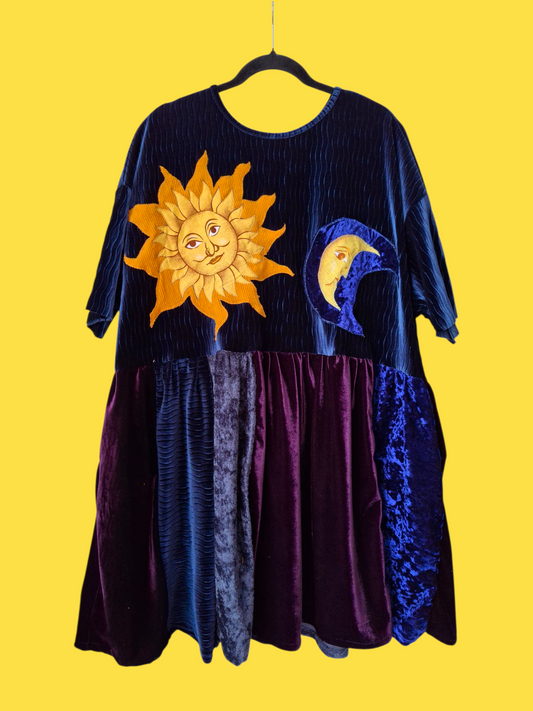 Moon and Sun Patchwork Dress - Size 24-26