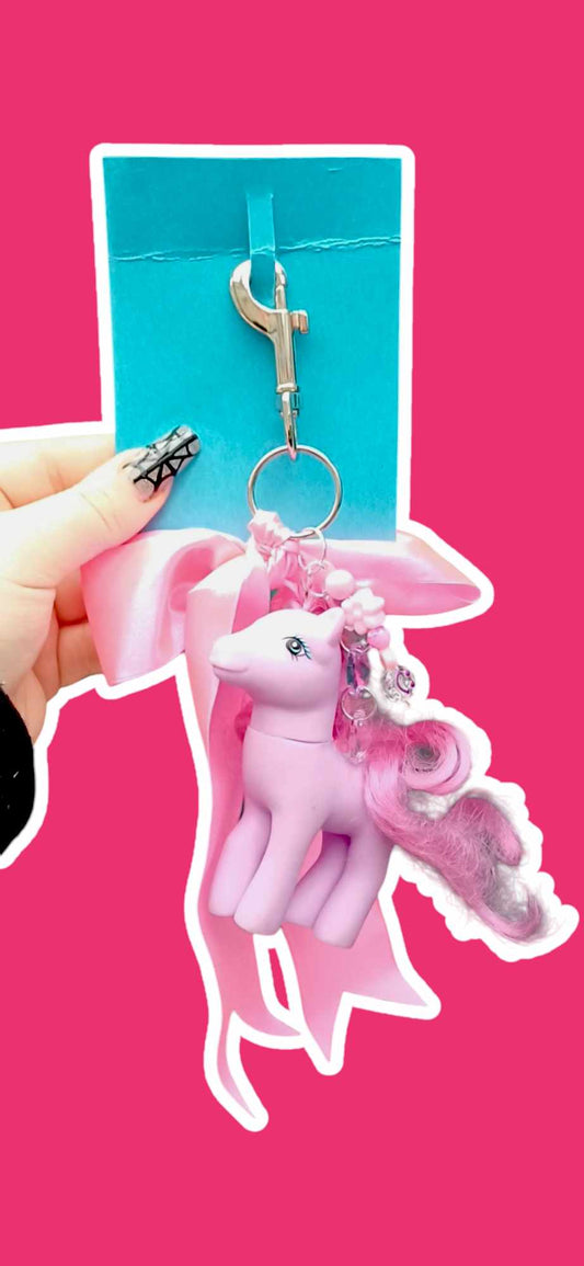 Upcycled Bag Charm - Pink Pony