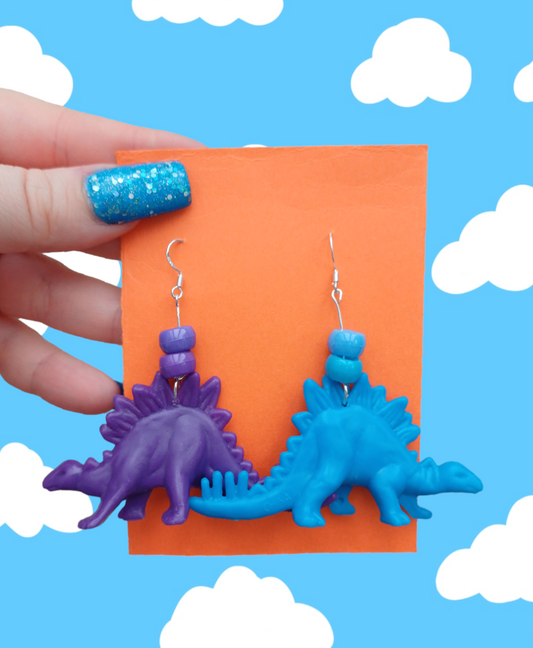 Dinosaur Earrings - Purple & Blue