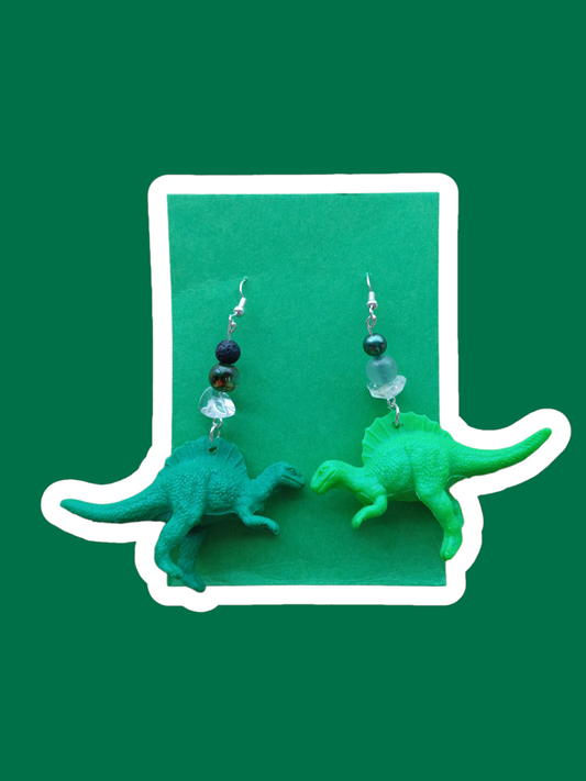 Green Dino Earrings