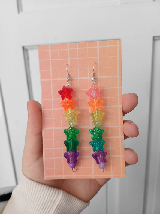 Glitter Rainbow Star Earrings