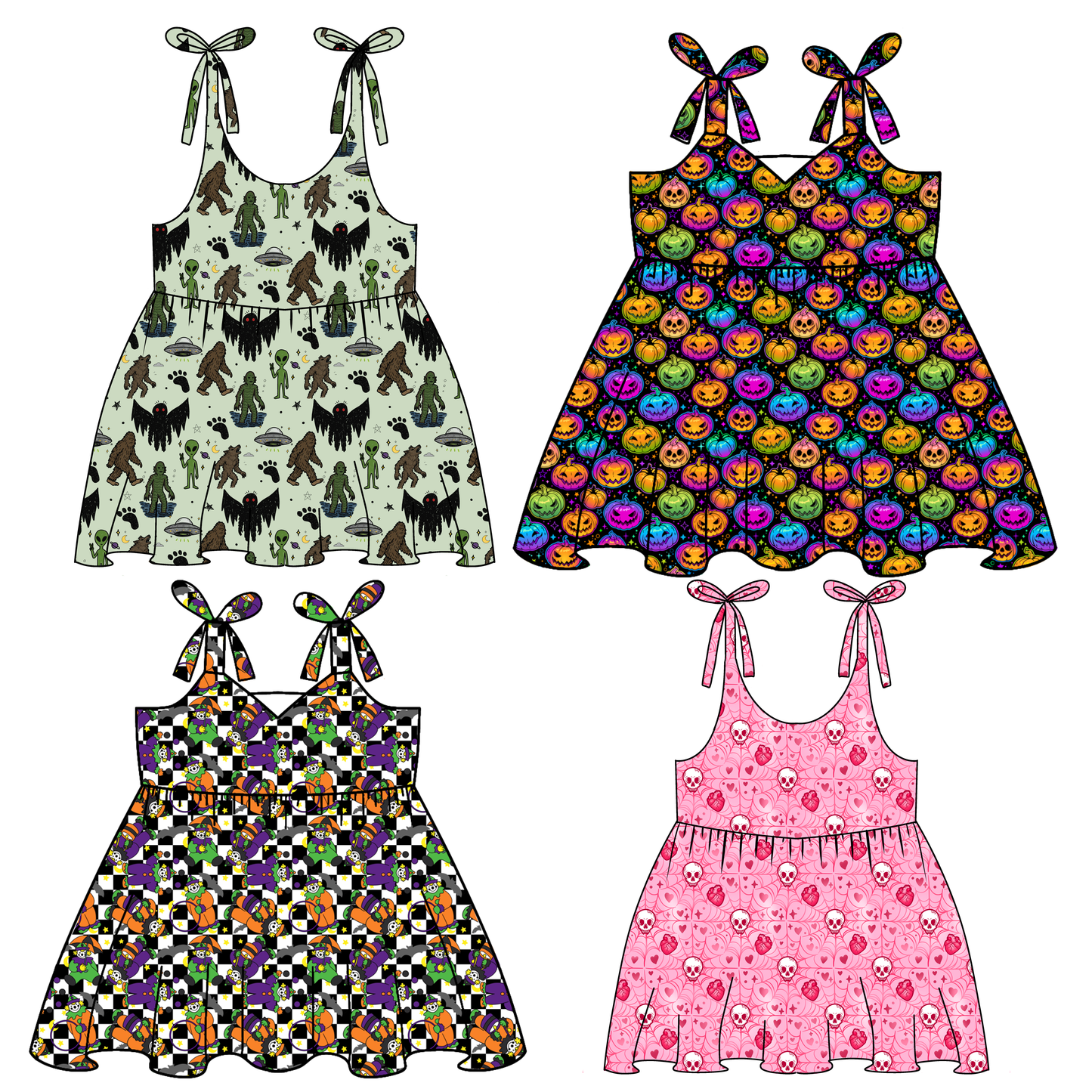 Halloween Custom Print Sweetheart/Cami Smock Dress