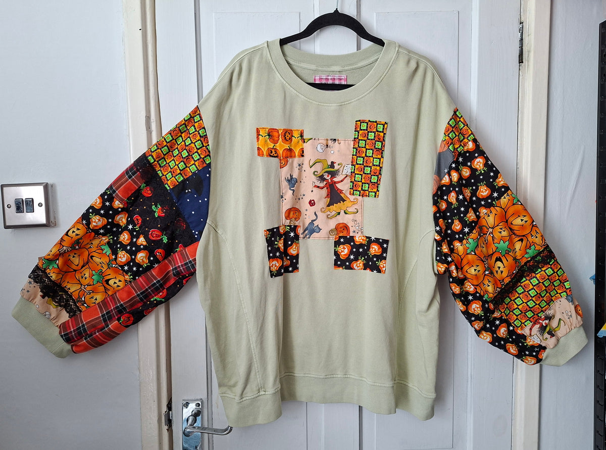 Upcycled Patchwork Sleeve Sweatshirt- Size 28/30