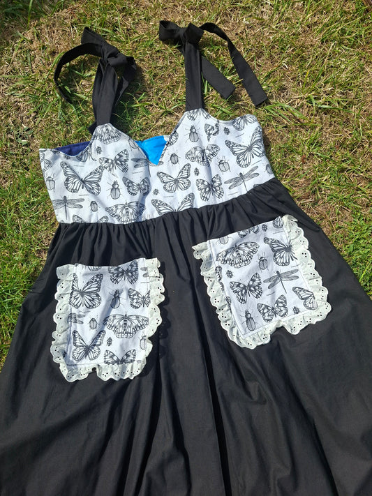 Butterfly & Moth Midi Sweetheart Dress - Size 14