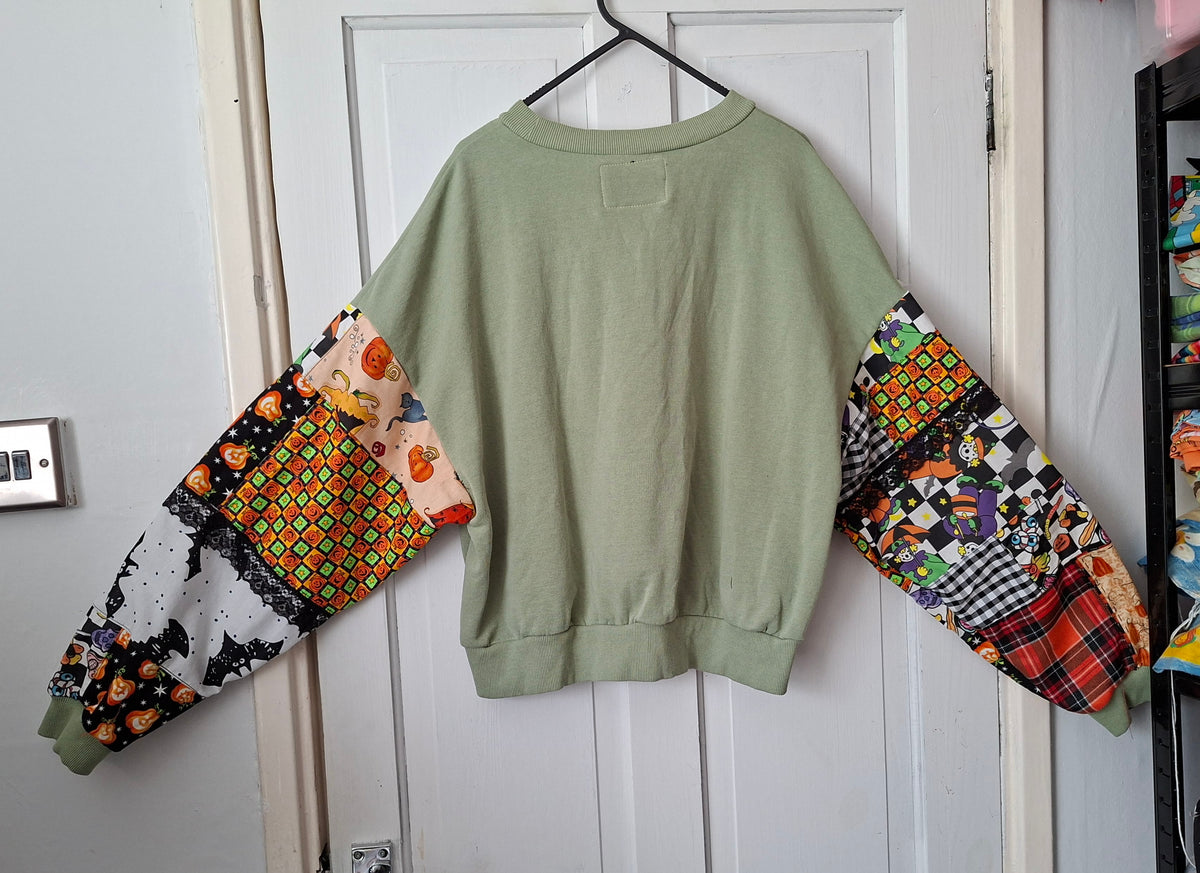 Cropped Patchwork Sleeve Sweatshirt - Size 18-20