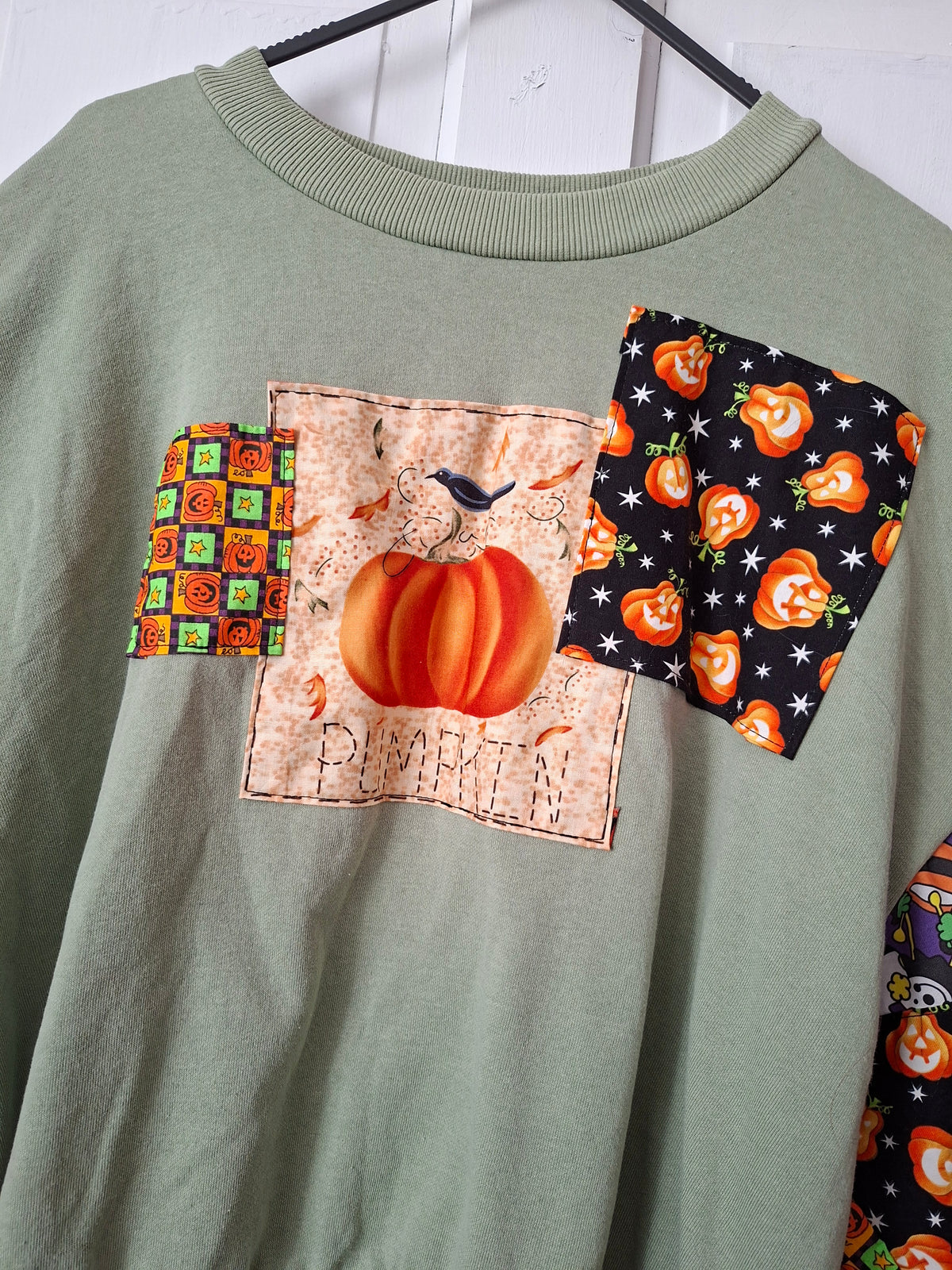 Cropped Patchwork Sleeve Sweatshirt - Size 18-20