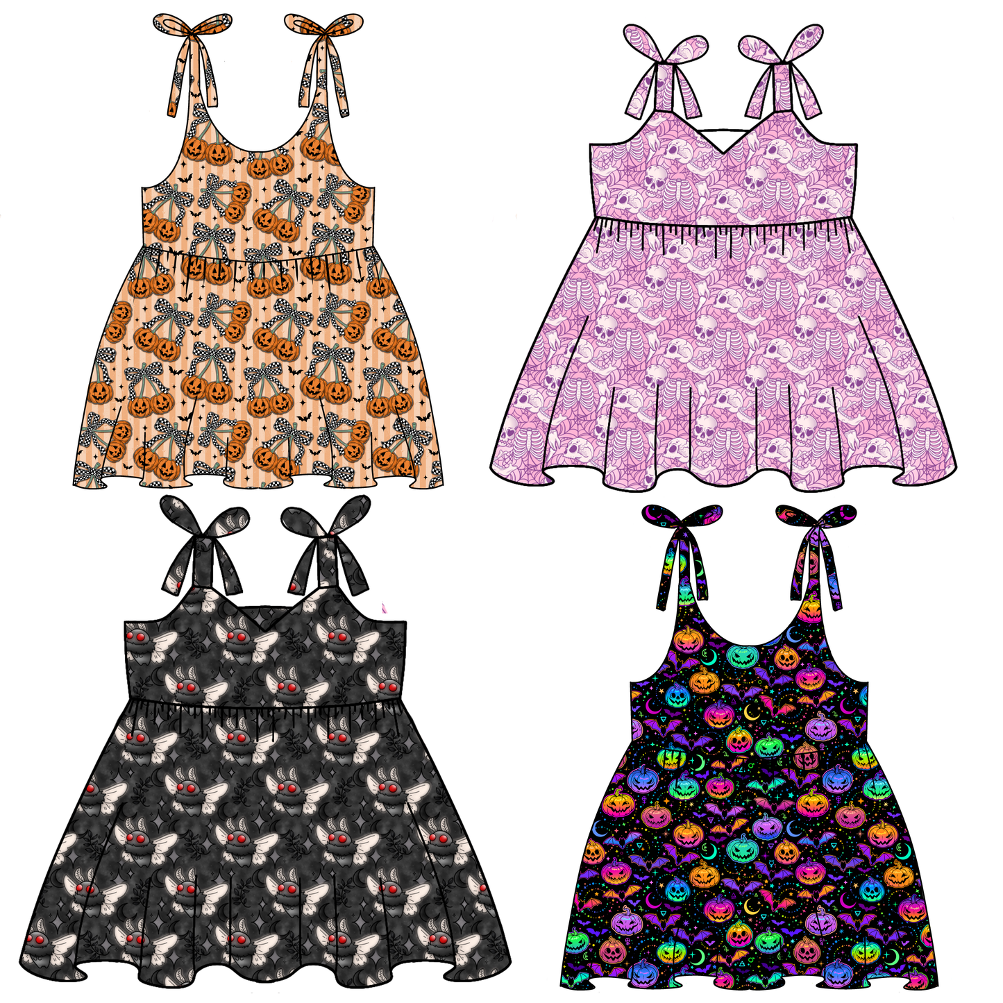 Halloween Custom Print Sweetheart/Cami Smock Dress