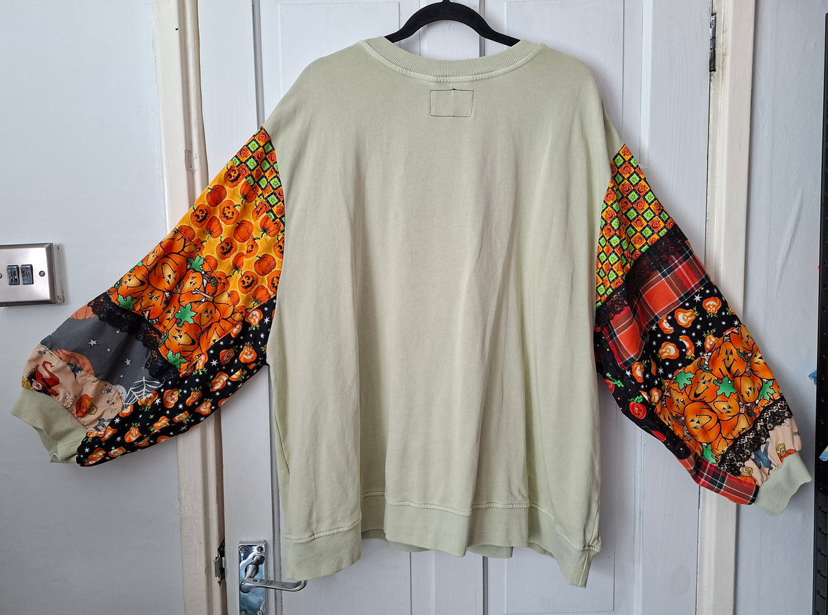 Upcycled Patchwork Sleeve Sweatshirt- Size 28/30
