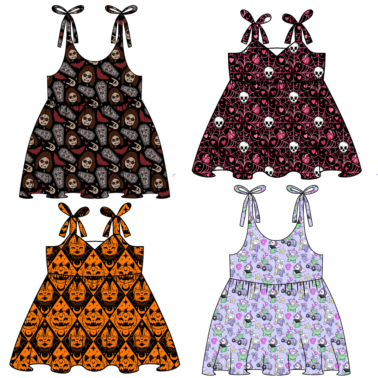 Halloween Custom Print Sweetheart/Cami Smock Dress