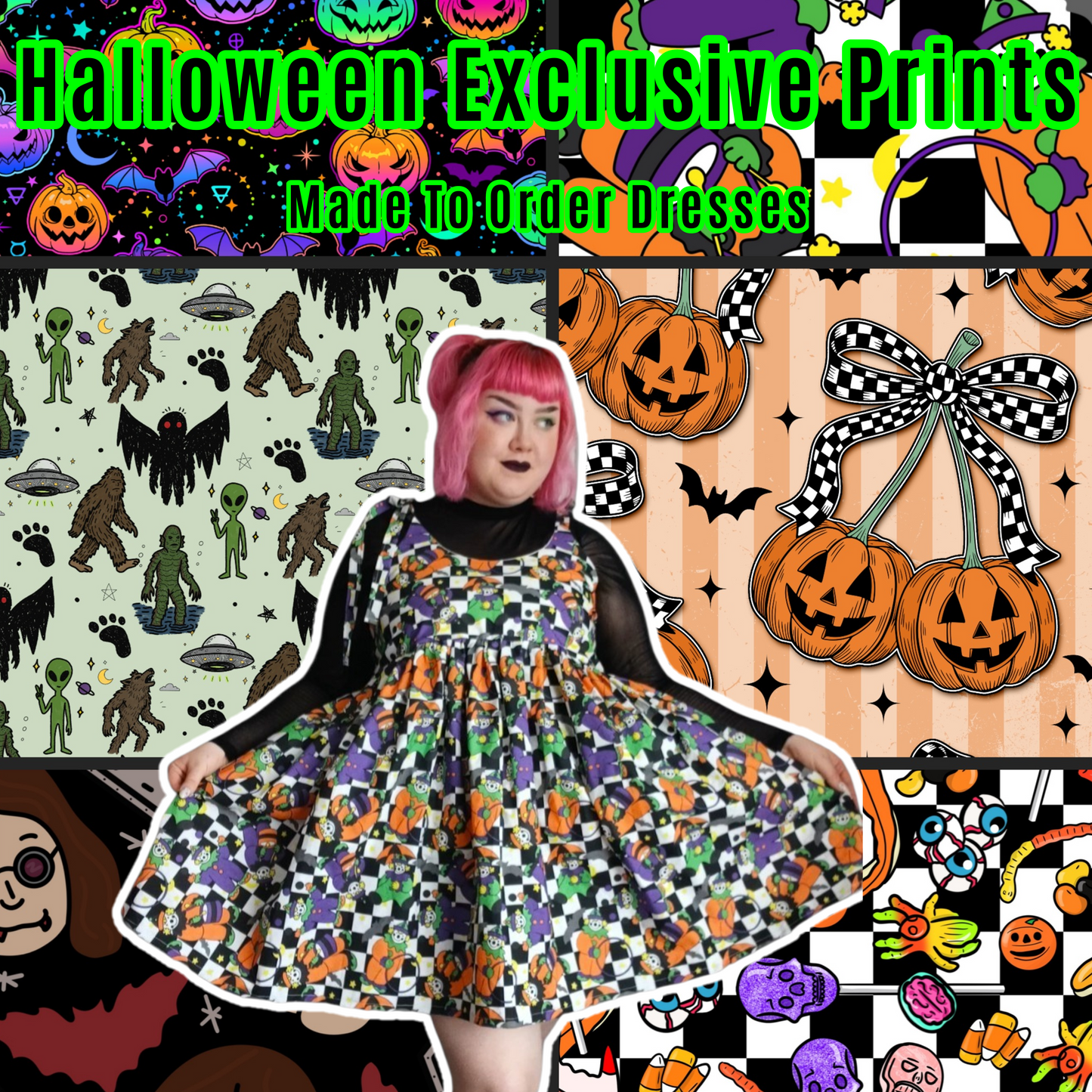 Halloween Custom Print Sweetheart/Cami Smock Dress
