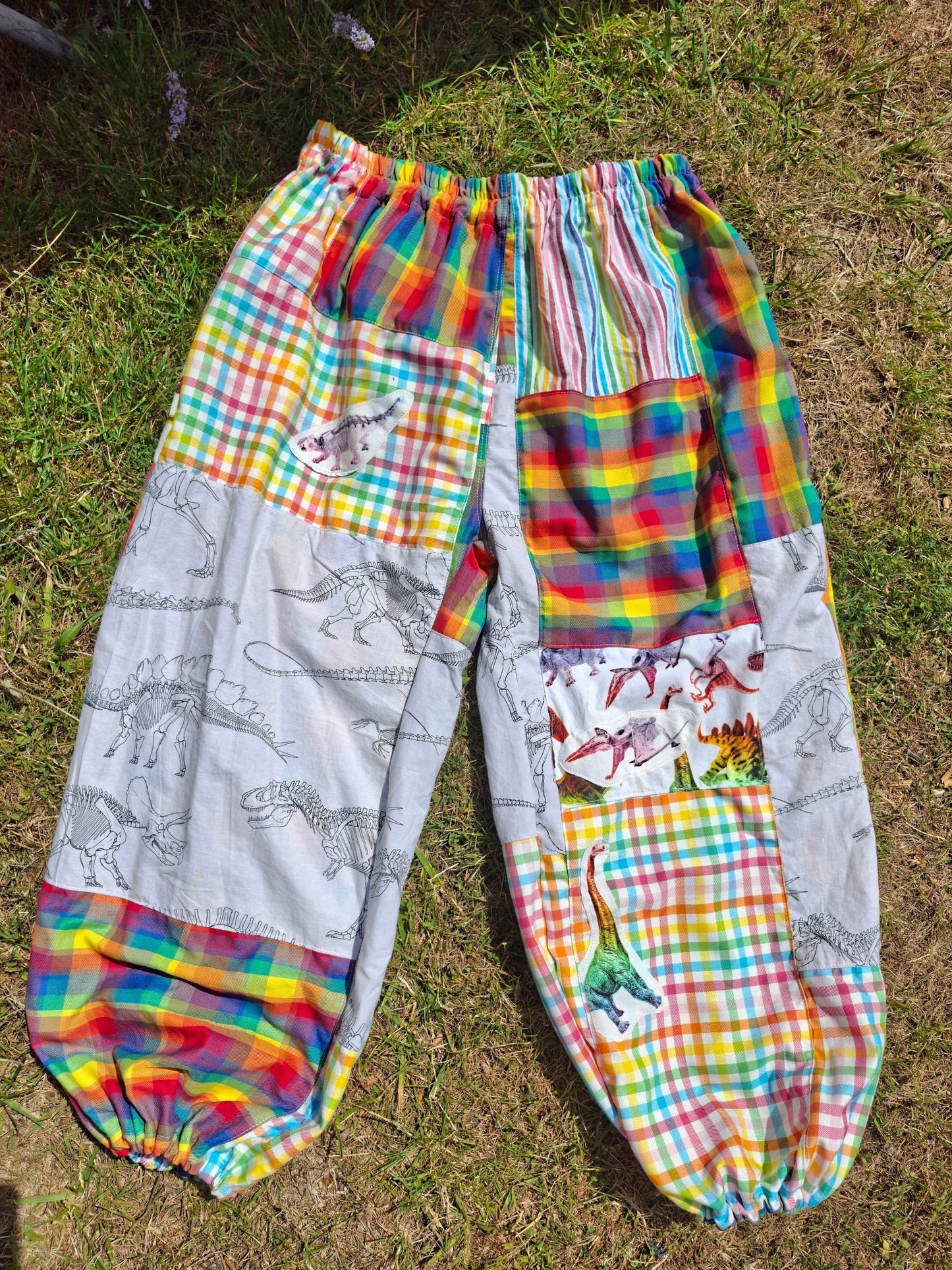 Patchwork Dino Trousers- Size 16-18