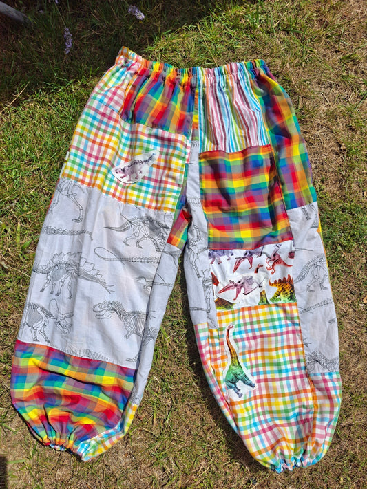 Patchwork Dino Trousers- Size 16-18