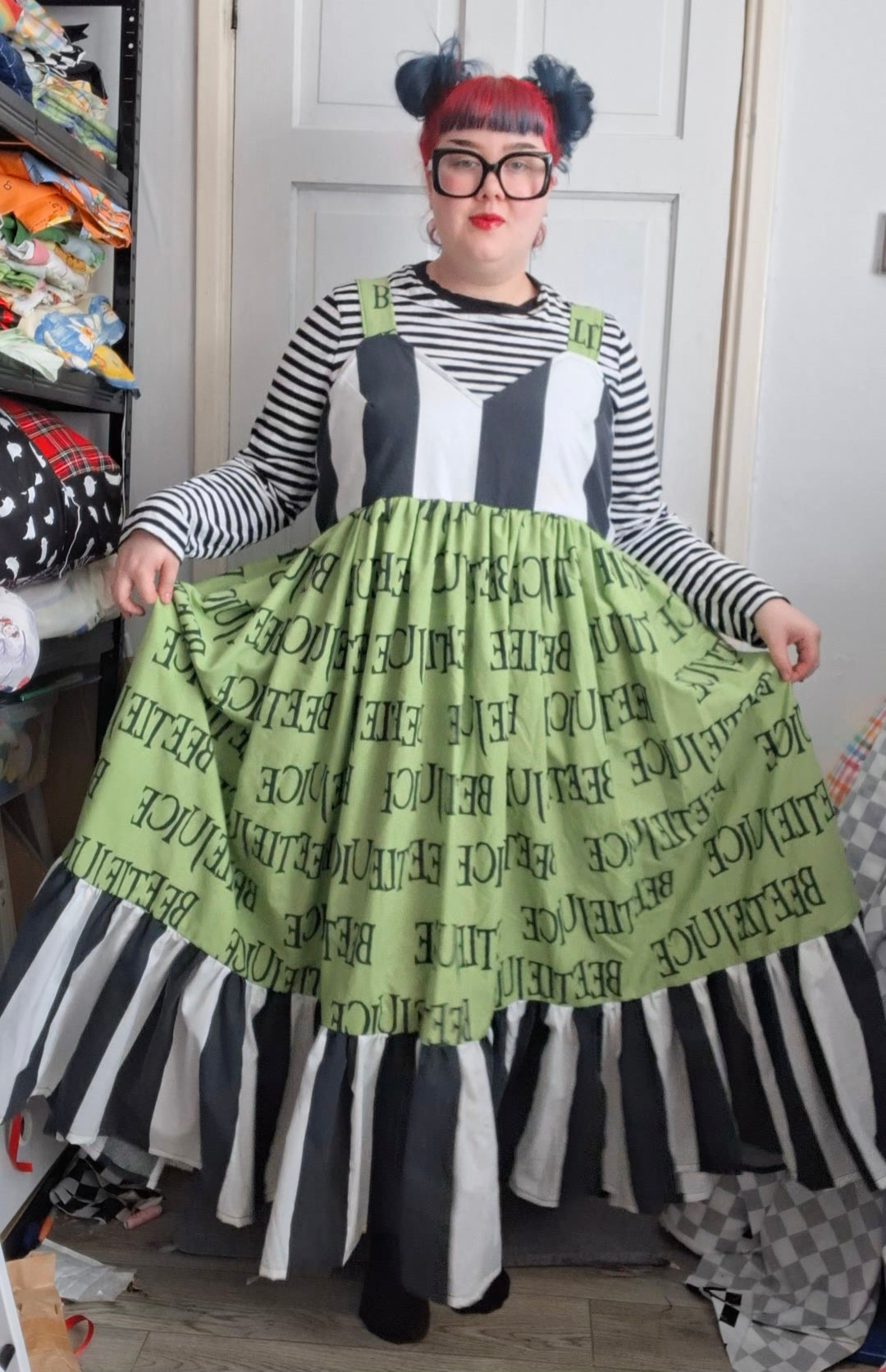 Upcycled BeetleJuice Sweetheart Dress - Size 20