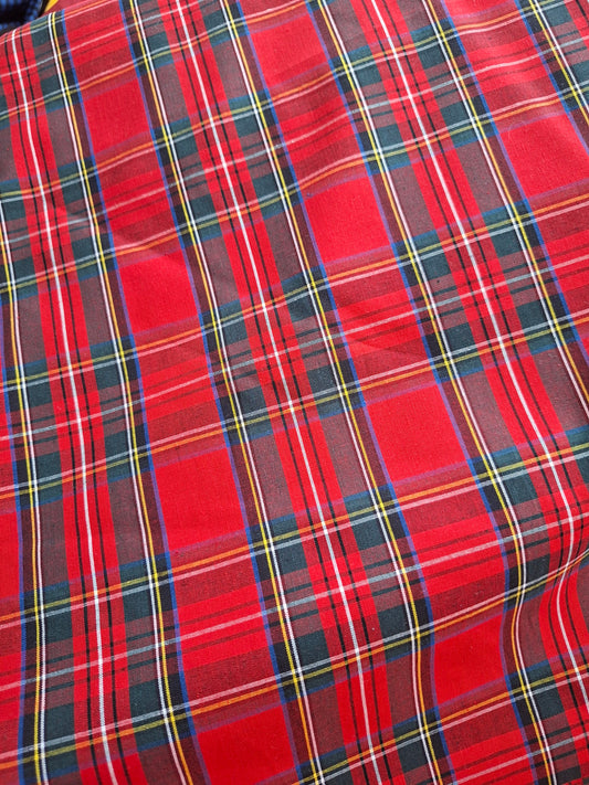 Red Tartan Fabric - Sold by the metre