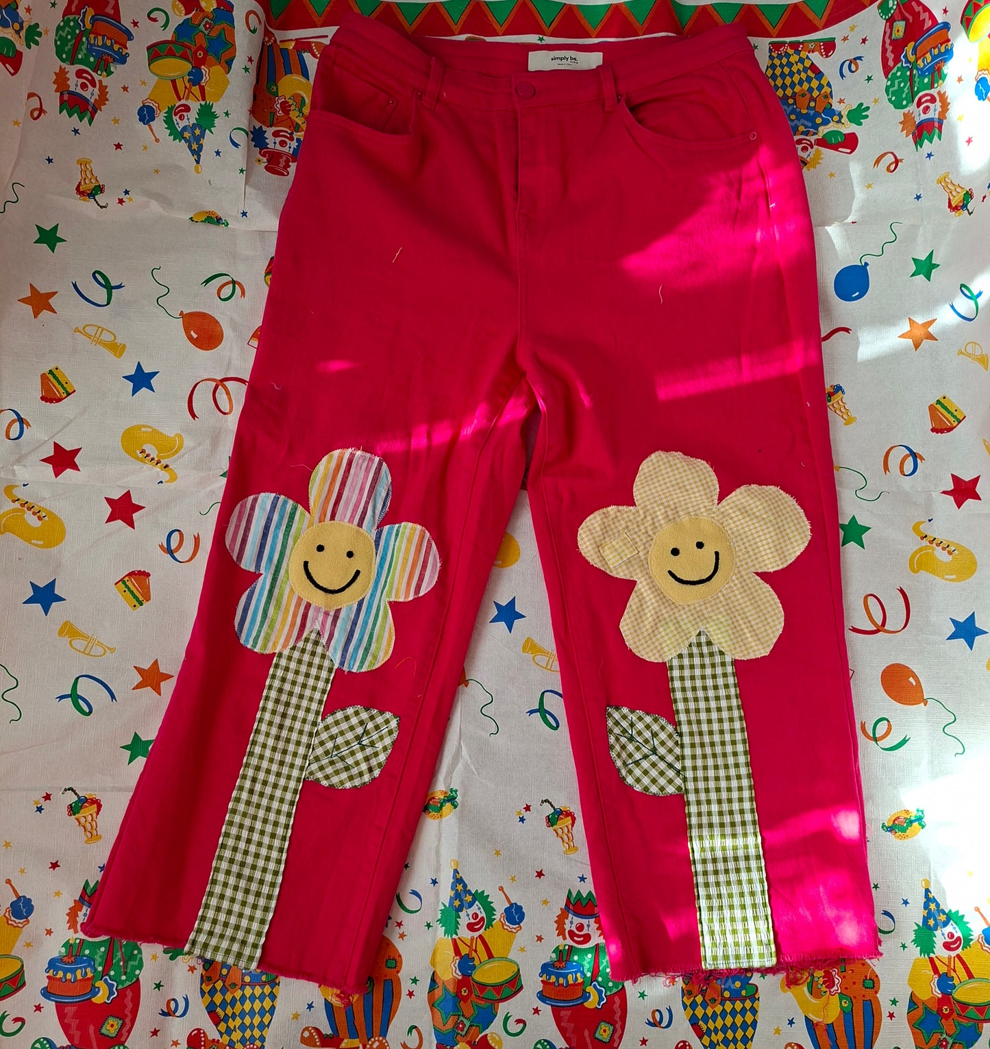 Pink Flower Jeans - Size 18-20
